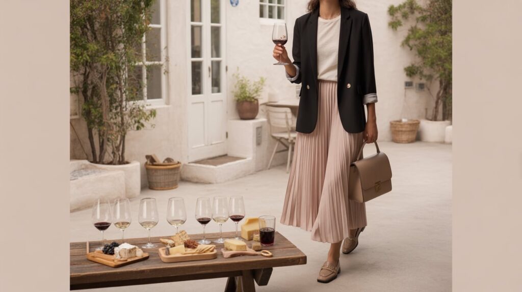  Blazer + Midi Skirt Wine-Tasting Chic