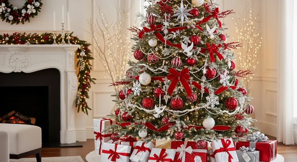 Red and White Christmas Tree 2026 Elegant