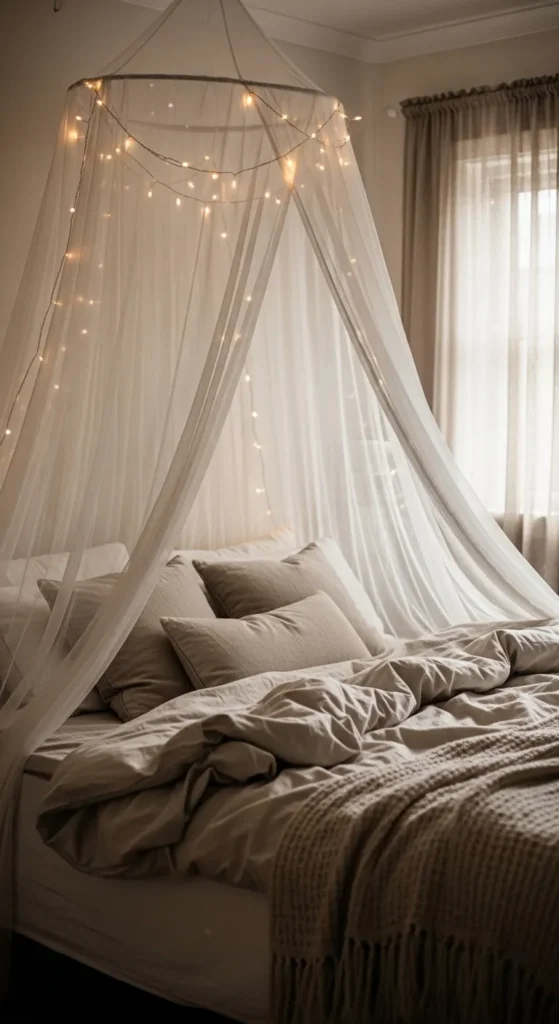 Bed Canopy with Fairy Lights