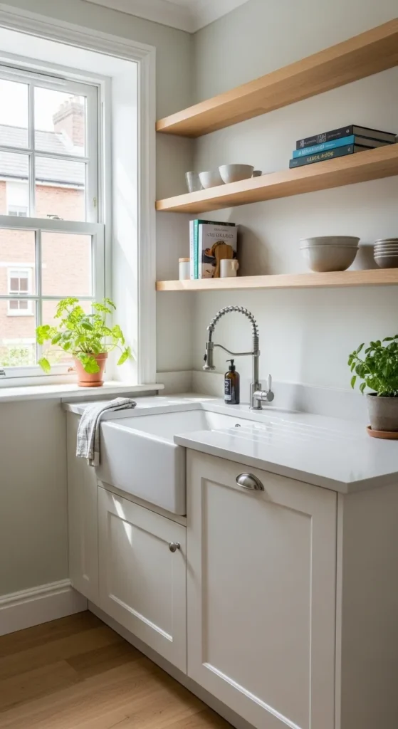 Bright White with Wooden Accents
