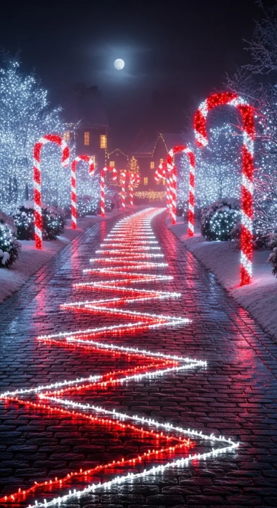Candy Cane Lane with Twinkling Lights