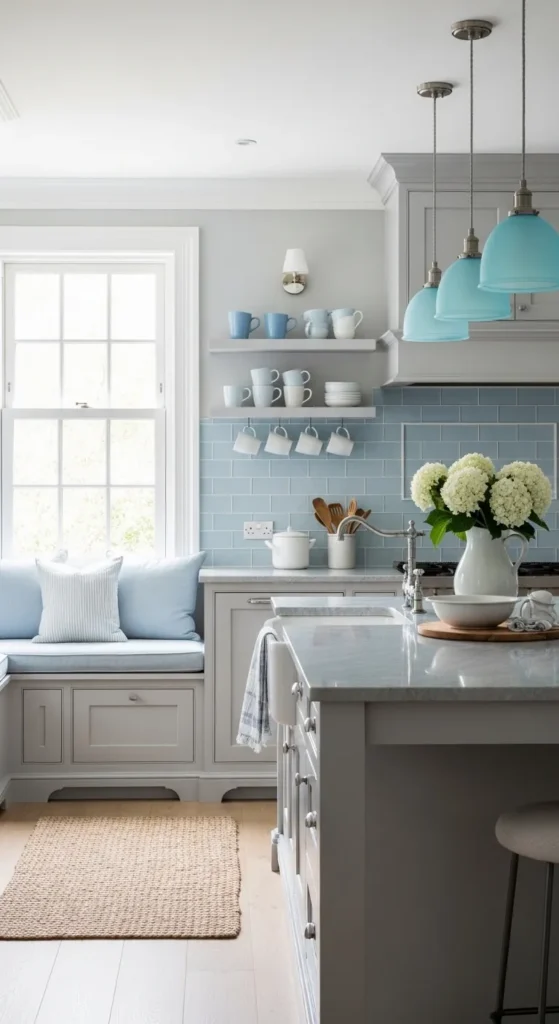 Charming Gray with Soft Blue Accents