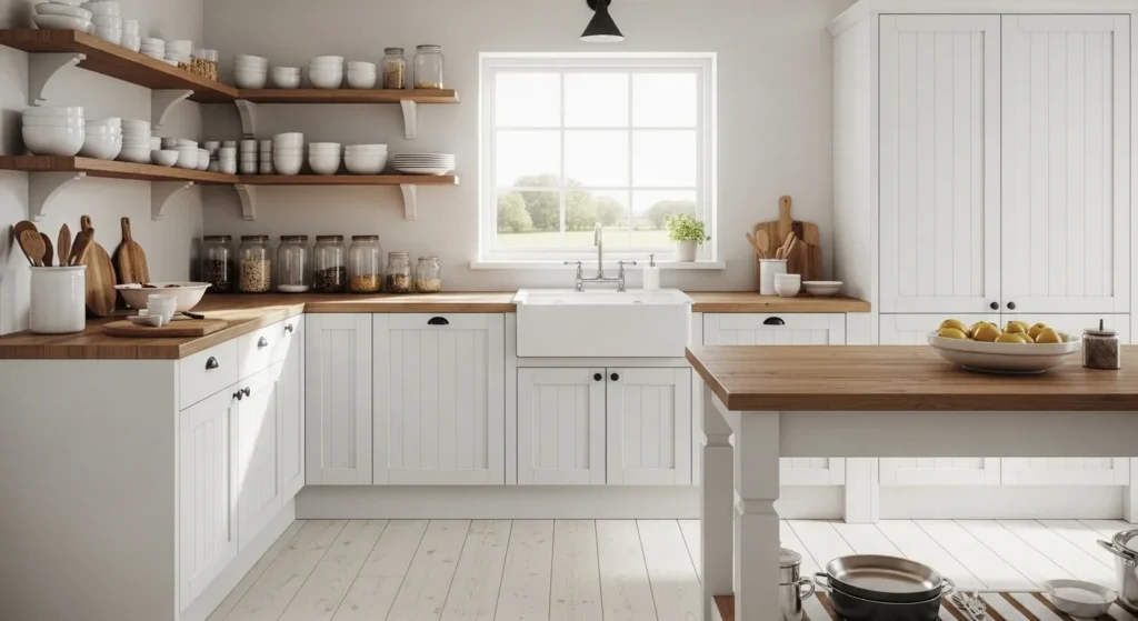 Classic Shaker-Style Farmhouse White Kitchen Cabinets