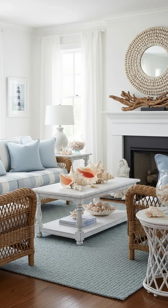 Coastal-Inspired White Living Room