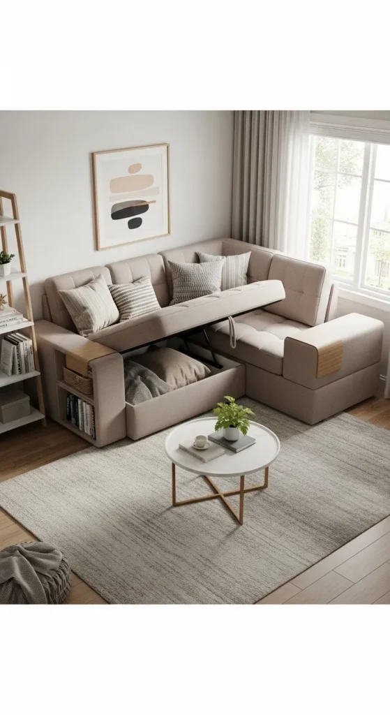 Compact Sectional with Built-In Storage