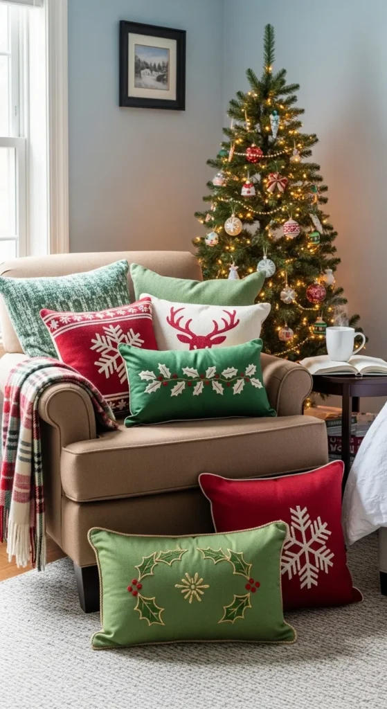 Cozy Reading Nook with Christmas Touch