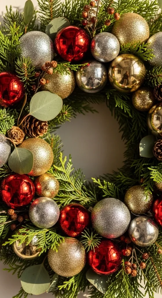 DIY Mixed Ornament Wreath
