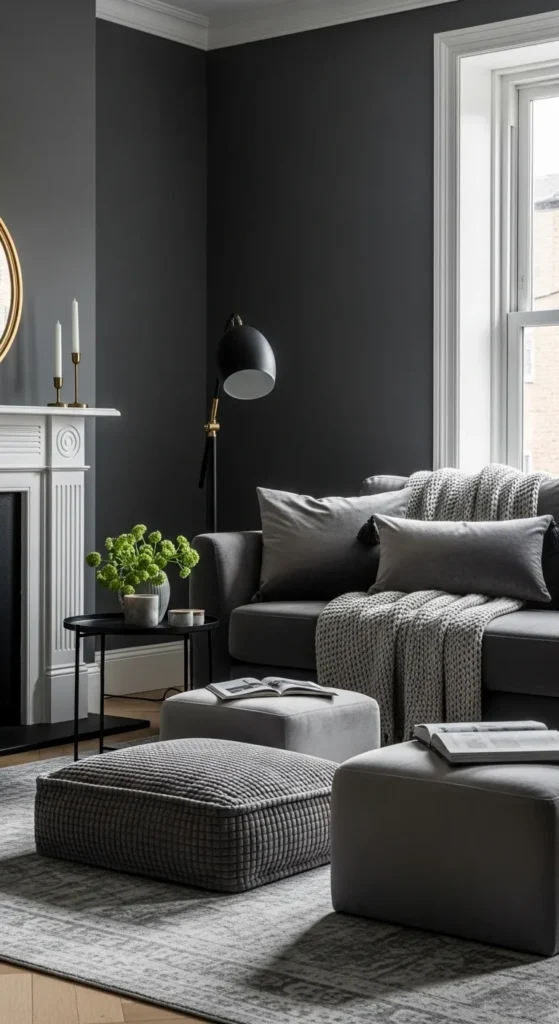 Dark Gray with Plush Textiles for Comfort