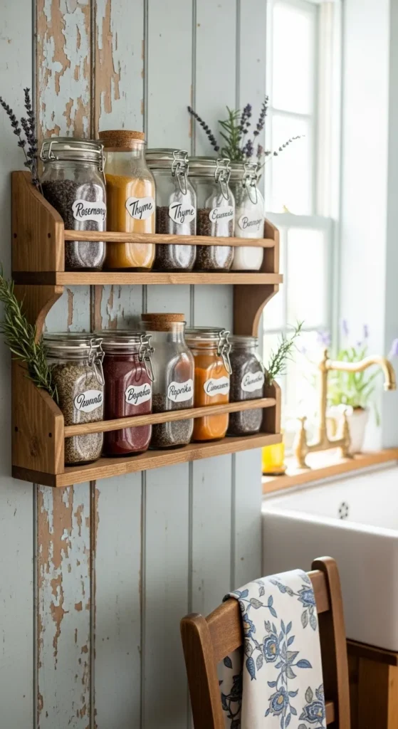 Farmhouse Wall-Mounted Spice Rack