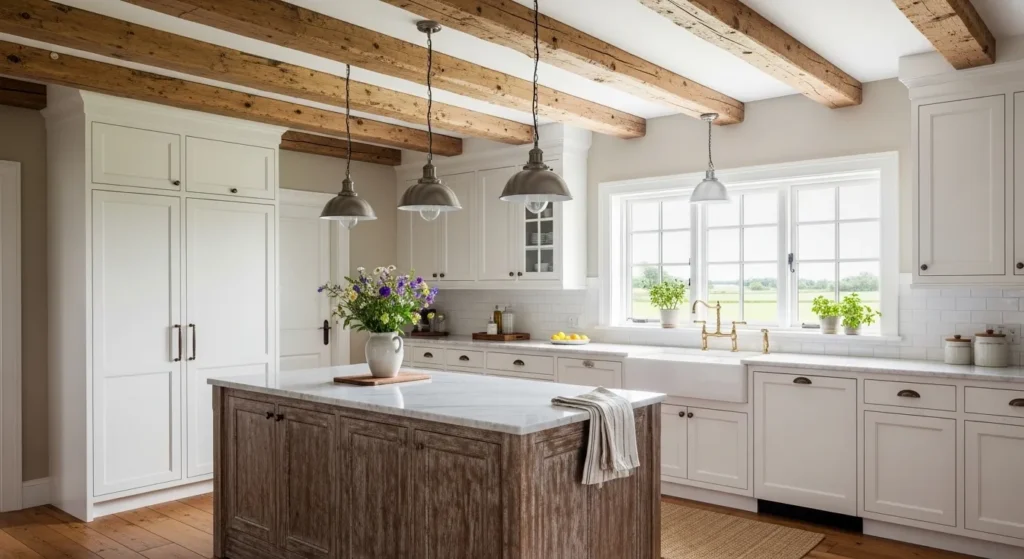 Farmhouse White Kitchen Cabinets