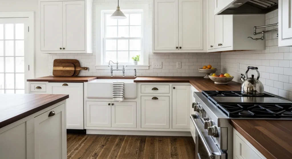 Farmhouse White Kitchen Cabinets