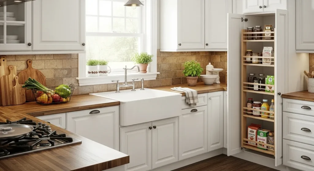 Farmhouse White Kitchen Cabinets