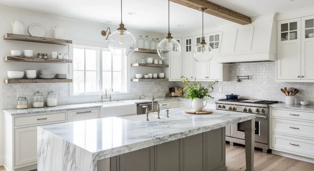 Farmhouse White Kitchen Cabinets
