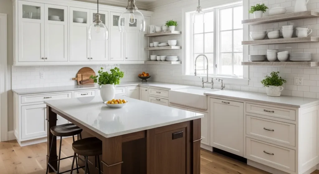 Farmhouse White Kitchen Cabinets