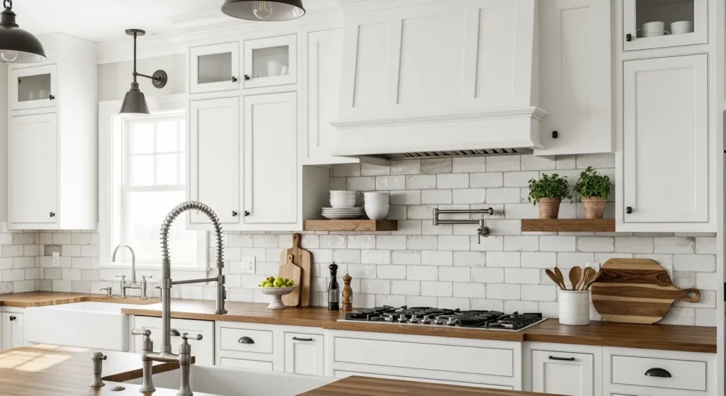 Farmhouse White Kitchen Cabinets