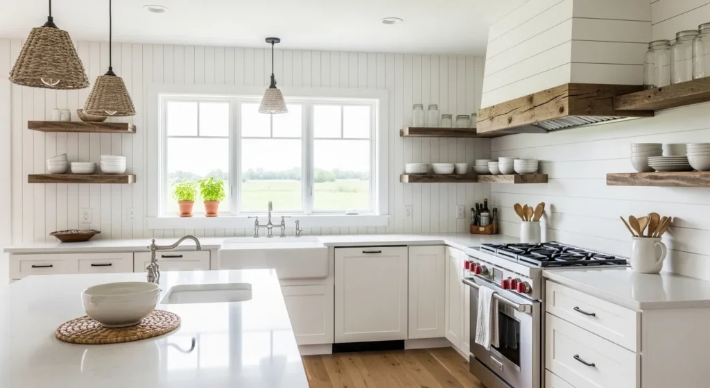 Farmhouse White Kitchen Cabinets