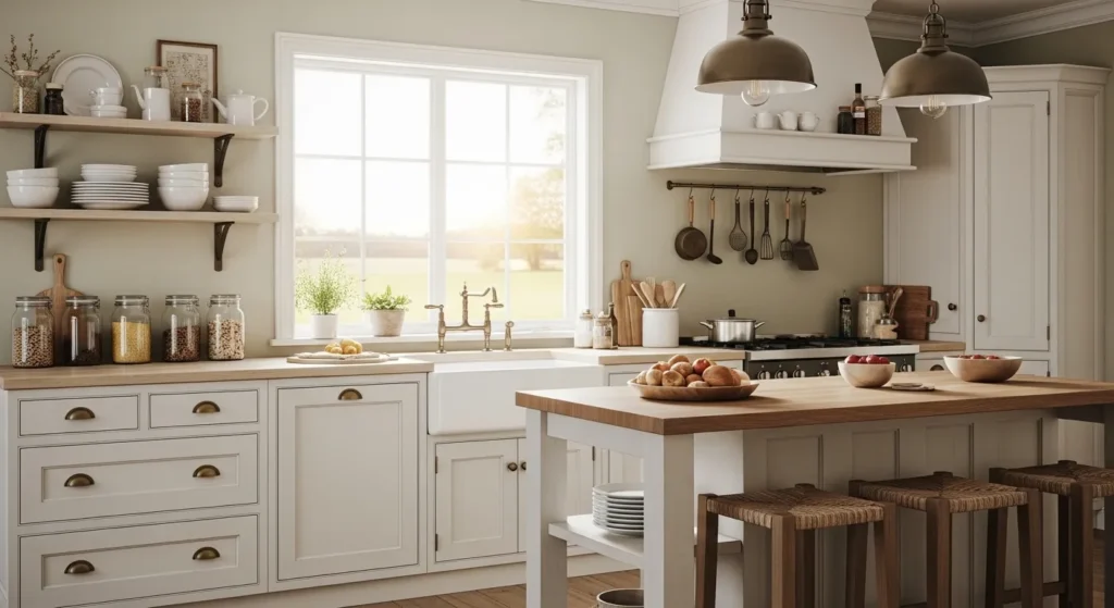Farmhouse White Kitchen Cabinets