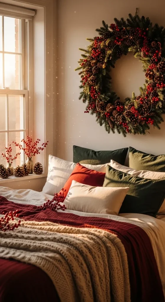 Festive Wreath Above the Bed