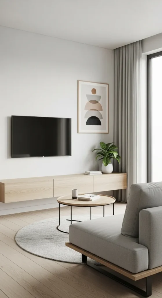Floating Media Console for a Sleek Look