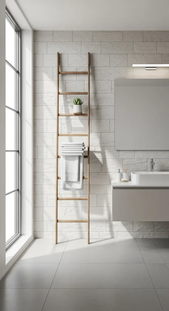 Floating Wooden Ladders as Wall Decor