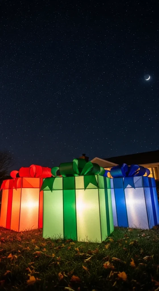 Giant Lighted Gift Boxes