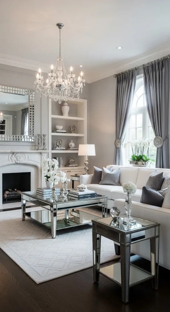 Gray and White with Mirrored Accents for Luxury