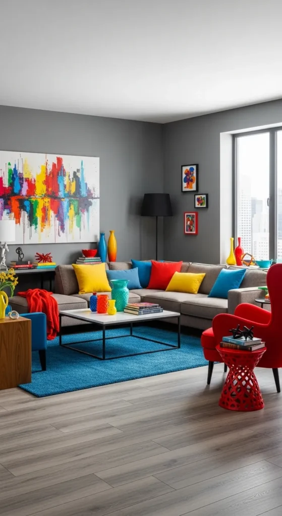 Gray with Bold Color Pops for Modern Elegance