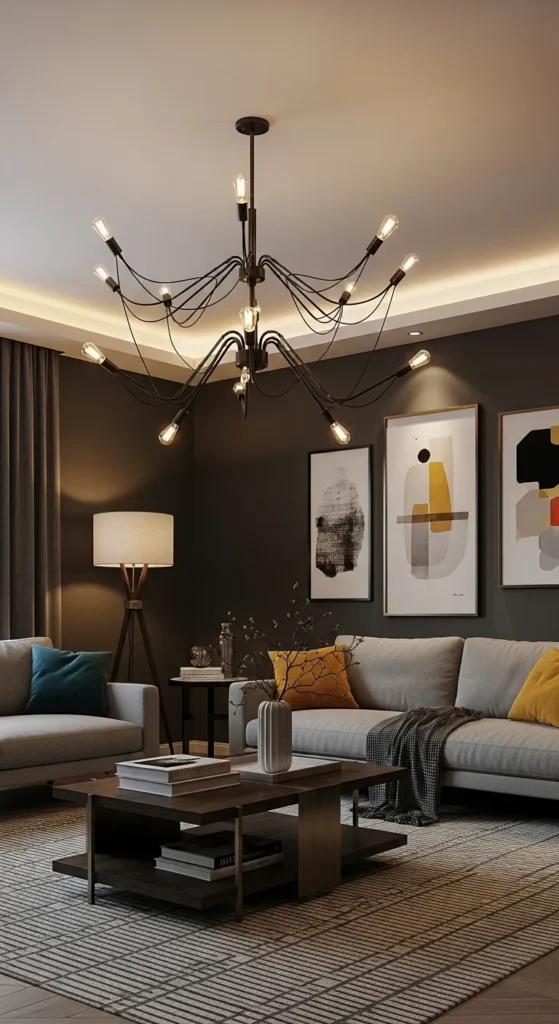 Gray with Statement Lighting Fixtures
