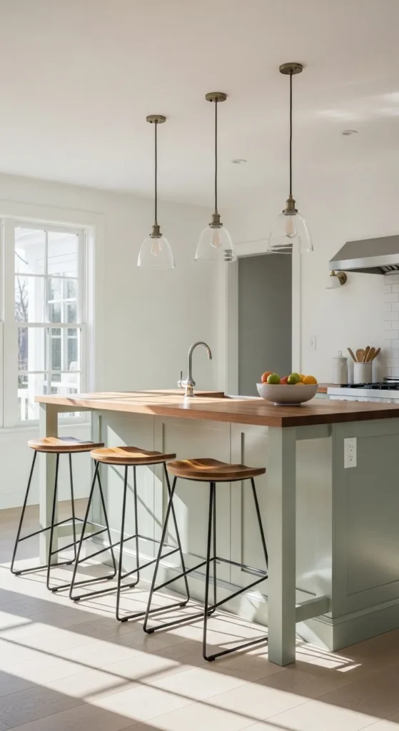  Green Kitchen Island with Bar Seating