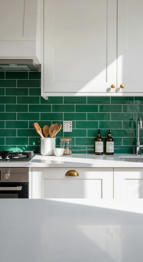Green Tiled Backsplash