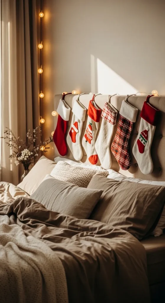Hanging Stockings on Headboard