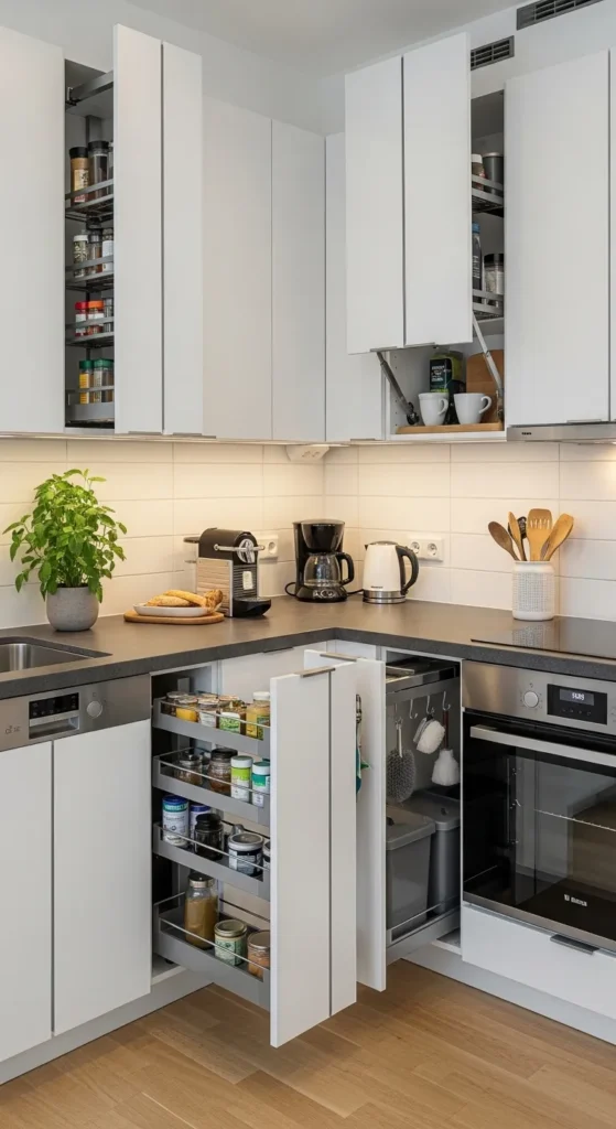 High Cabinets and Hidden Storage Solutions