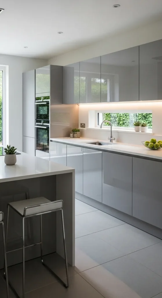 High Gloss Grey Cabinets