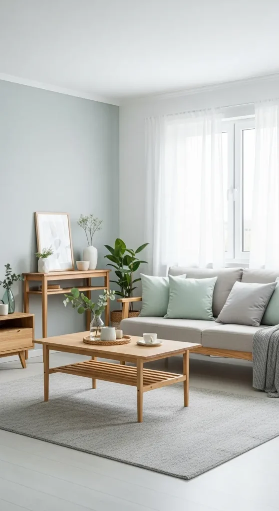 Light Gray and Pastel Green for a Fresh and Relaxing Look