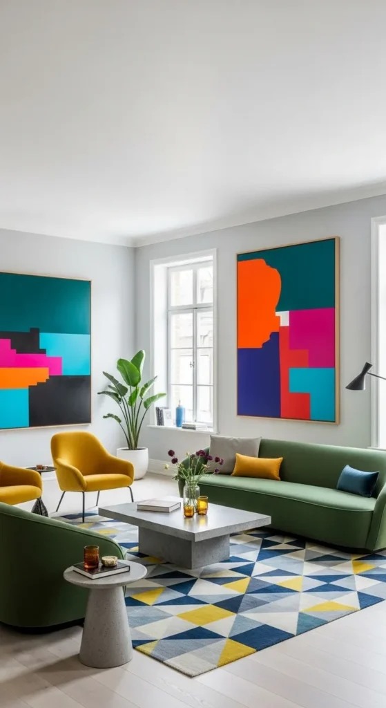 Light Gray with Statement Art and Bold Furniture