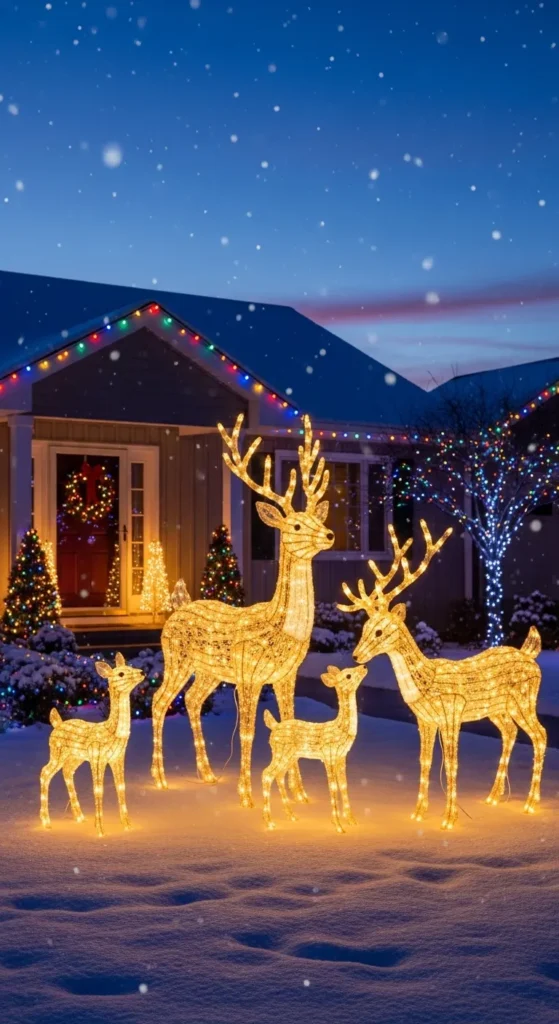 Lighted Reindeer Family