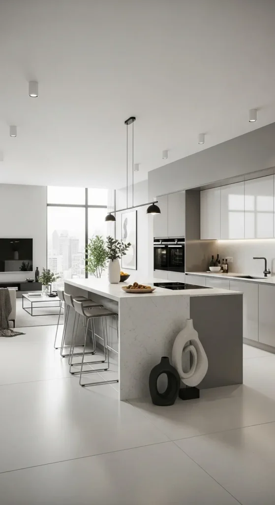 Luxury High-Gloss Finishes and Open Concept