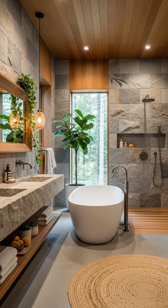 Nature-Inspired Bathrooms with Earthy Tones