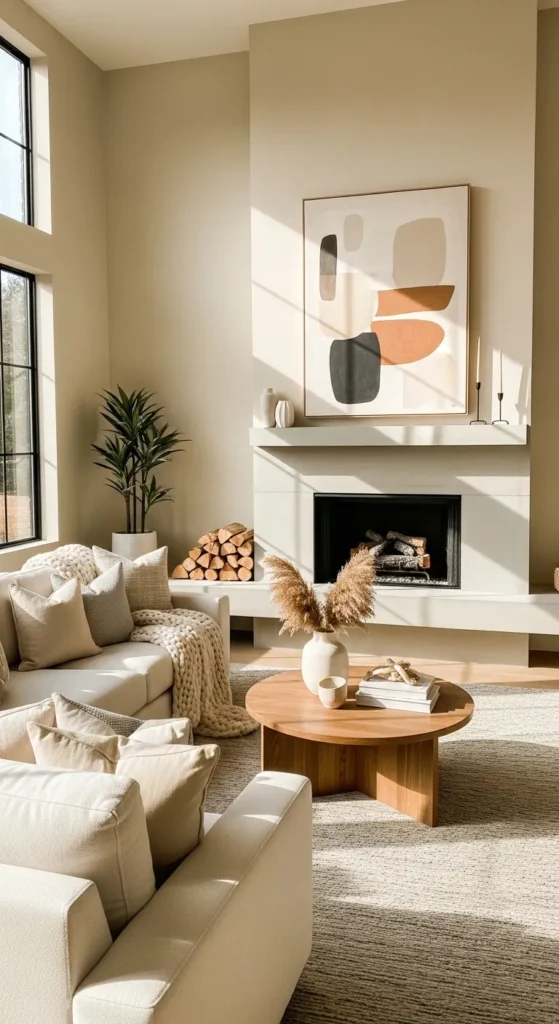 Neutral Toned Fireplace Feature