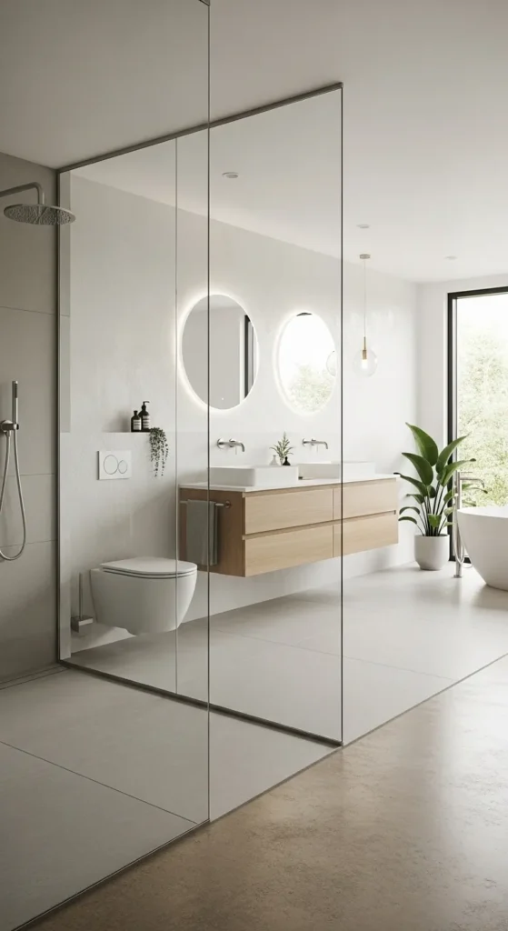 Open-Concept Bathrooms with Glass Partitions