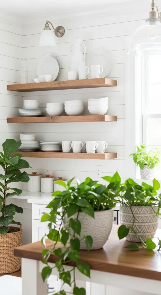 Open Wooden Floating Shelves