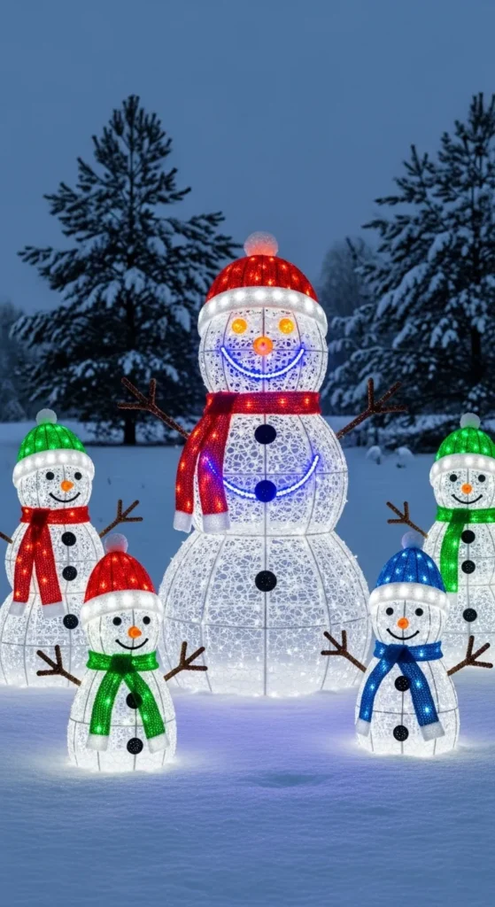 Outdoor Light-Up Snowmen
