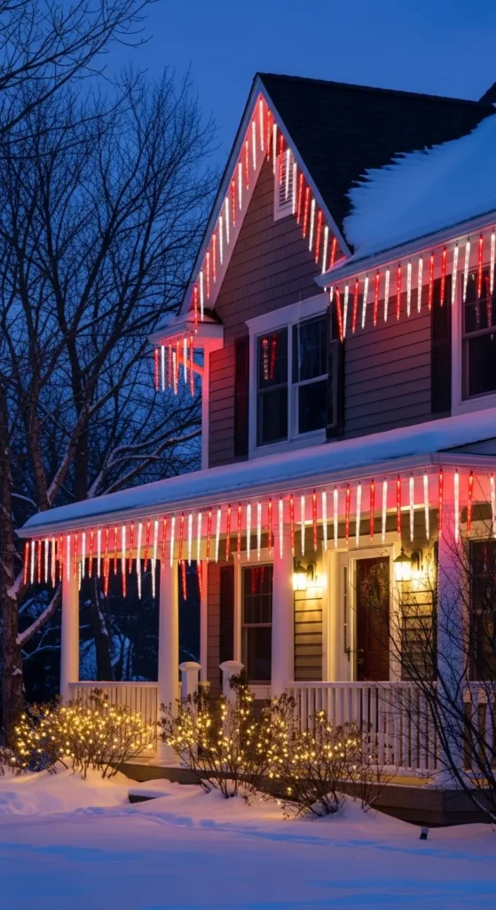 Red and White Icicle Light Decorations