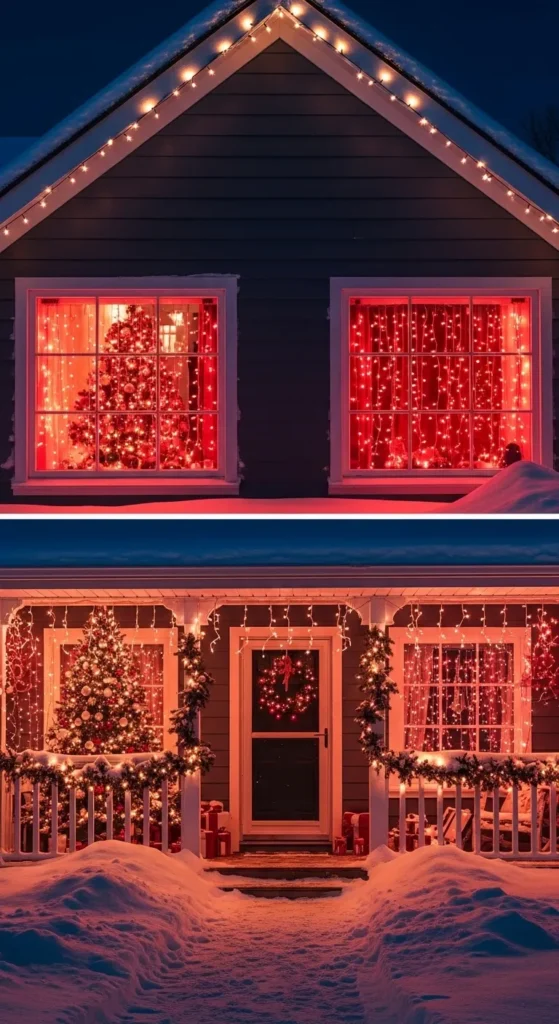 Red and White Light Curtains for Windows