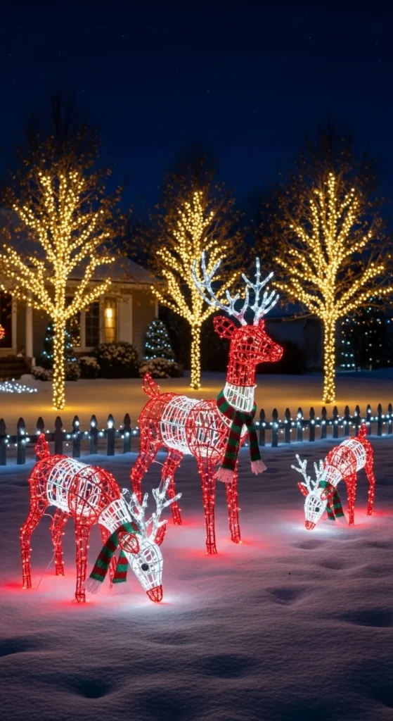 Red and White Lighted Reindeer Figures