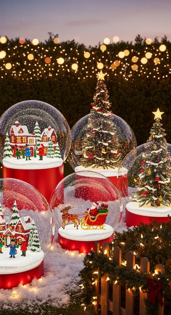 Red and White Outdoor Light-Up Snow Globes