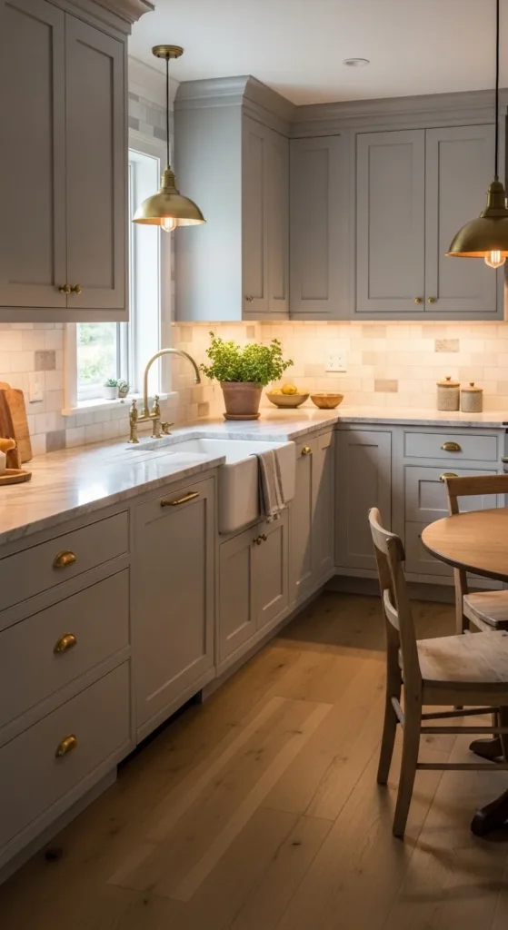 Soft Gray with Warm Brass Accents