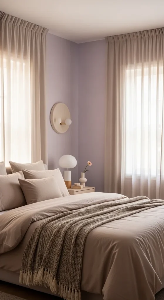 Soft Lavender and Warm Neutrals for a Serene Escape