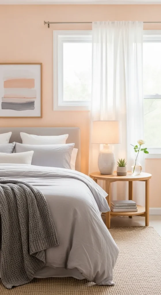 Soft Peach and Light Gray for a Warm, Inviting Feel