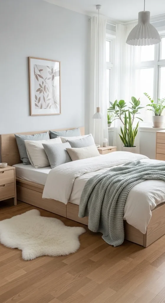 Soft Scandinavian-Inspired Bedroom with Cozy Elements